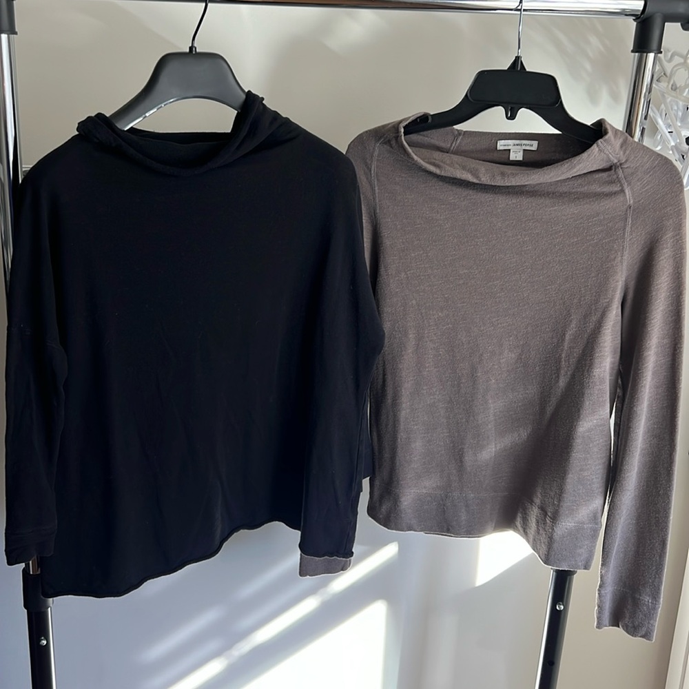 James Perse size 1 long sleeve shirt set